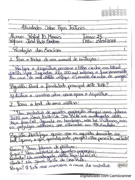 Atividades Sobre Tipos Textuais | PDF