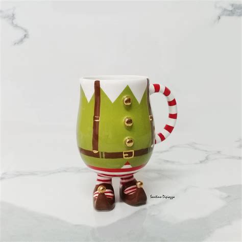 Green Elf Coffee Mug Christmas T Cup Candy Cane Mugs Etsy
