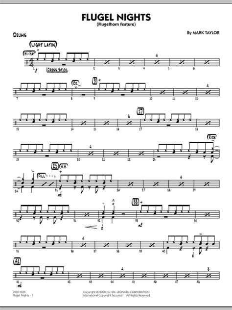 Flugel Nights Flugelhorn Feature Drums By Mark Taylor Sheet Music