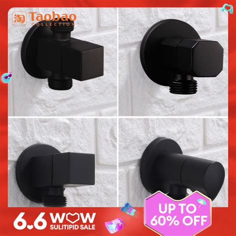 German Black Angle Valve Copper Triangle Valve Water Distributor Shower Water Stop Valve Hot And