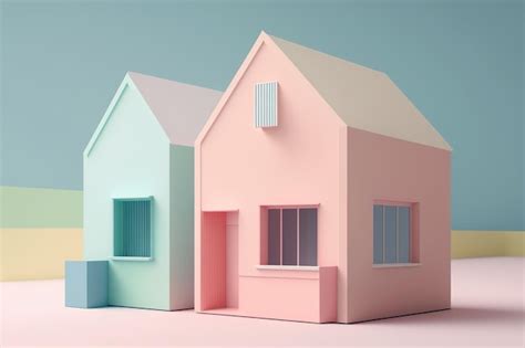 Premium AI Image | Ai generated illustration Small house in pastel color