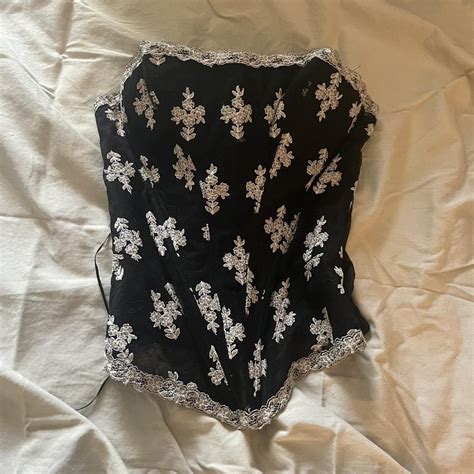Felina Lingerie Black And Floral Corset Size B Depop