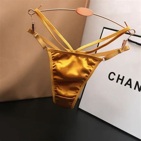 Culotte Soyeuse Sexy Pour Femmes String Fin Sous V Tements De Glace Ceinture Brillante Bikini