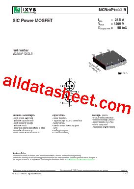 MCB20P1200LB Marking MCB20P1200LB TRR 데이터시트 PDF IXYS Corporation