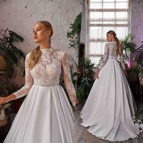 wedding dresses with high neck and long sleeves 7