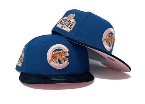 CHICAGO CUBS 2016 WORLD SERIES SEASHORE BLUE BLACK CORDUROY PINK BRIM ...