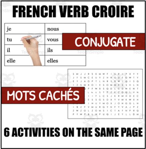 french irregular verb croire worksheet  activities  page