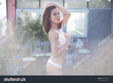 Sexy Beautiful Asian Woman White Lingerie Stock Photo Shutterstock