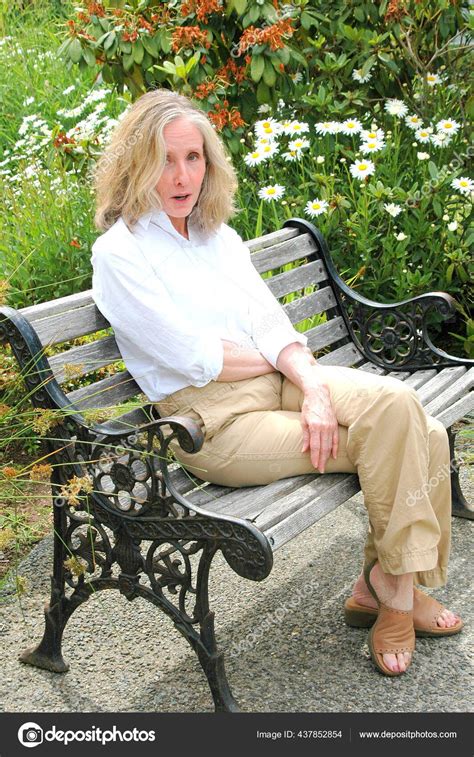 Mature Female Blond Beauty Expressions Relaxing Stock Photo