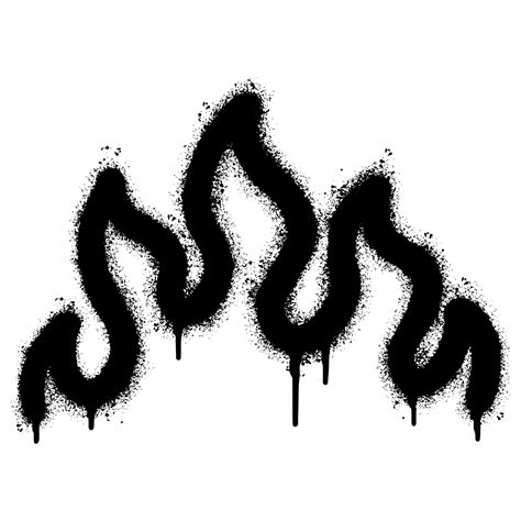 Spray Painted Graffiti Fire Flame Icon Sprayed Isolated With A White