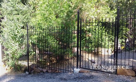 6ft Tall Wrought Iron Fence With 6x4 Iron Gate Installed Stair Step Style To Follow Yard Grade