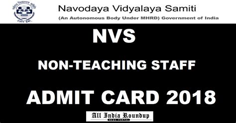 nvs admit card  hall ticket   teaching posts