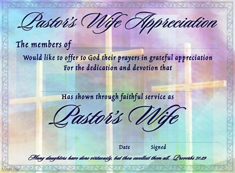 Pastor S Wife Appreciation Printable Pdf Certificate