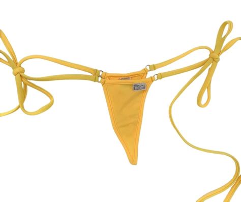 Mango Tango Yellow Tie Sides Micro Thong Bikini String Etsy