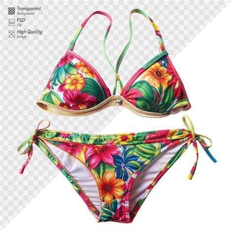 Bikini Floral Colorido Para Roupas De Praia E Trajes De Banho De Ver O Psd Premium