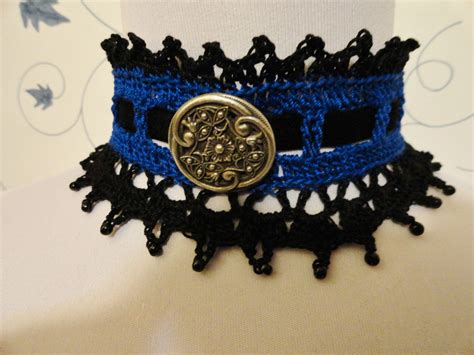 Royal Blue And Black Gothic Steampunk Victorian Lace Crochet Etsy