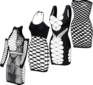 Amazon Pieces Women S Mesh Lingerie For Women Fishnet Babydoll Mini Dress Long Sleeve