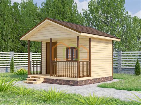 Каркасный садовый домик с террасой Липа (КТ) 4x4 Площадь: 16 м² с ...