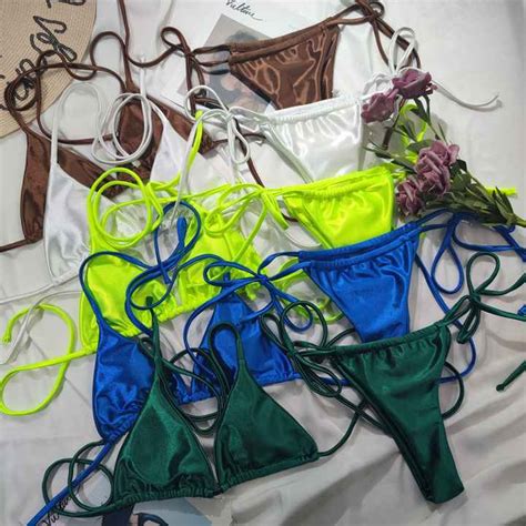 Custom Bikini Set Luxury Swimwear Girl Swimsuit Extreme Sexy Hot Silk Micro Mini Bikinis