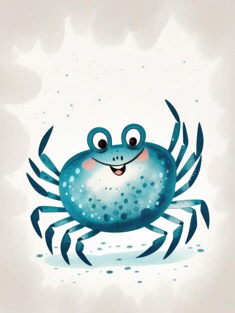 Premium Photo Cute Cartoon Crab With Big Eyes And A Cheerful Smile