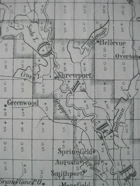 Original 1855 Survey Map Louisiana Overflowed Land District Rejected