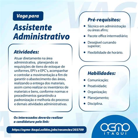 Piso De Assistente Administrativo - Estamos com uma vaga de Assistente Administrativo.(São Luis).