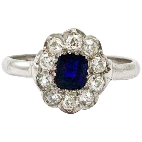 Art Deco Platinum And Diamond Square Cluster Ring At 1stdibs