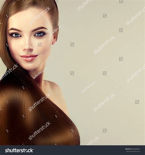 Beautiful Brunette Girl Model Long Straight Stock Photo Shutterstock