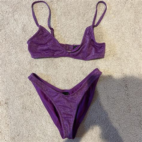 Purple Sparkly Triangl Bikini Xtra Small From Depop