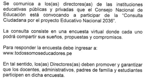 Consulta Ciudadana Por El Proyecto Educativo Nacional Noticias