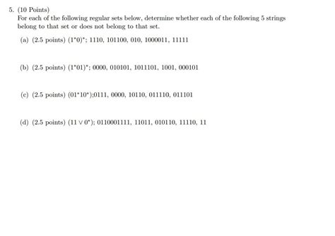 Solved 5 10 Points For Each Of The Following Regular Sets