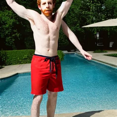 Actor Seth Green Posing For Picture In Swimming Stable Diffusion