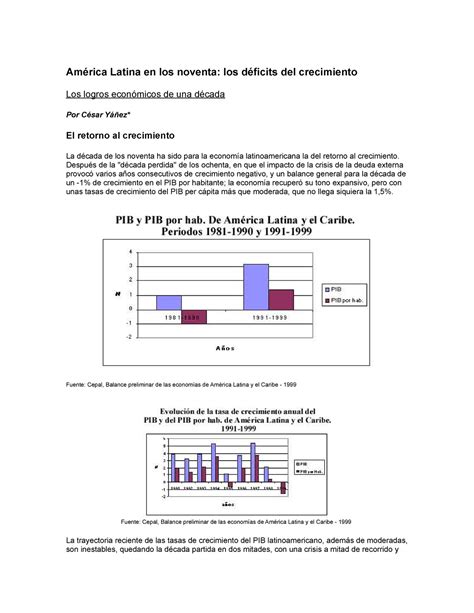 América Latina en los noventa Después de la década perdida de los ochenta en que el Studocu