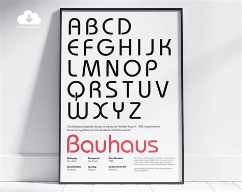 Bauhaus Font Poster Bauhaus Poster Typeface Poster Typographic