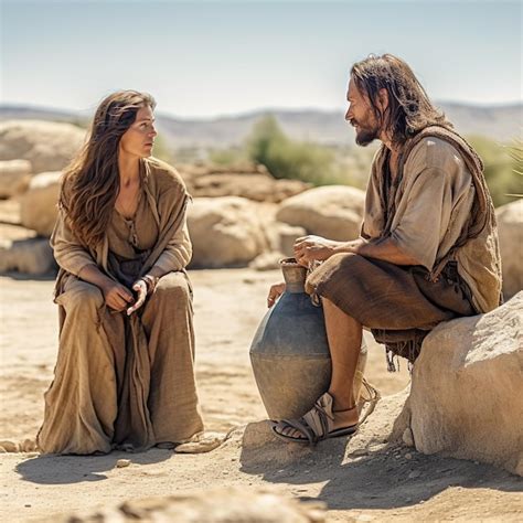 Premium Ai Image Jesus With The Samaritan Woman Near Jacob039s Well