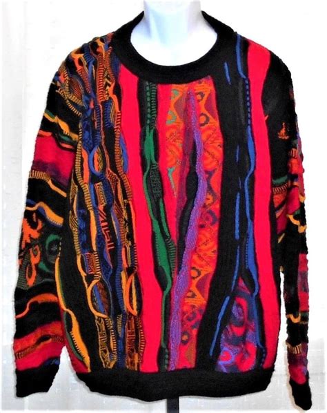 Coogi Australia Vtg 100 Wool Textured Multi Color Crew Neck Sweater