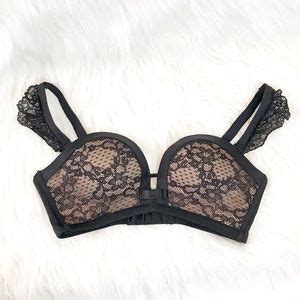 Poshmark Thegreycat Intimates Sleepwear Sexy Push Up Black Nude Ruffle Lace Bra Set