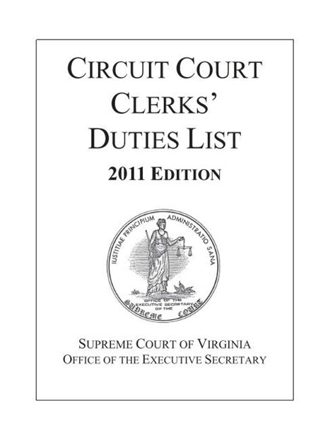 CIRCUIT COURT CLERKS' DUTIES LIST - Virginia's Judicial System