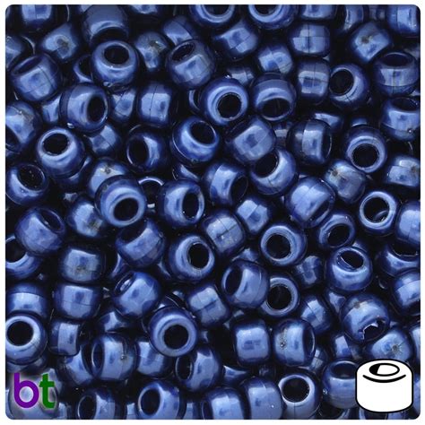 Beadtin Dark Montana Blue Pearl Mm Barrel Pony Beads Pcs