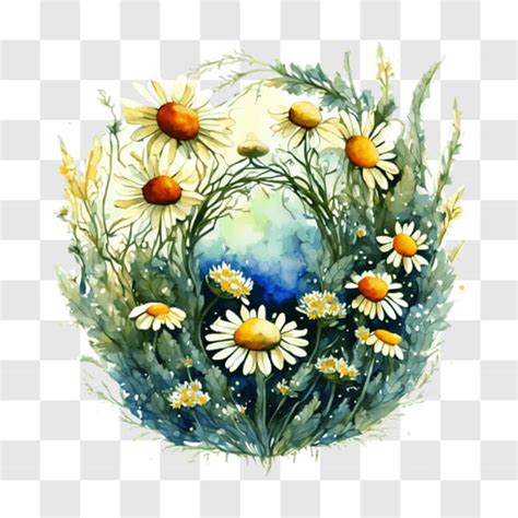 Download Beautiful Watercolor Painting Of Daisies Arch Png Online