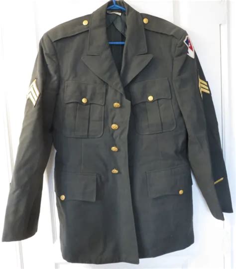 Vintage Us Army Sargent Military Dress Uniform Jacket With Eto Patch