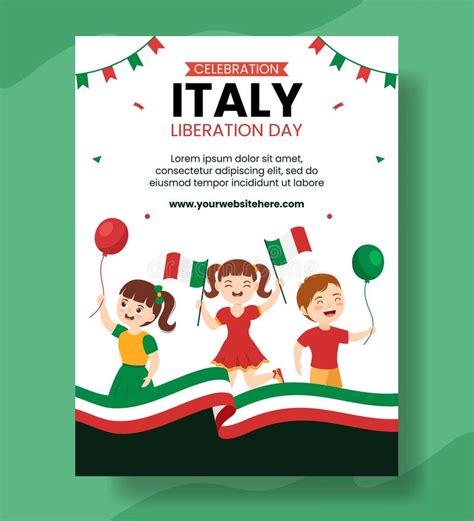 Italy Liberation Day Vertical Poster Cartoon Hand Drawn Templates