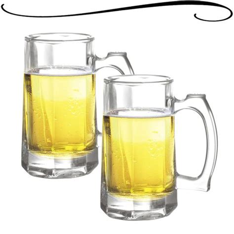 Jogo De 2 Canecas De Vidro Transparente 355mL Para Chopp Copo De Vidro