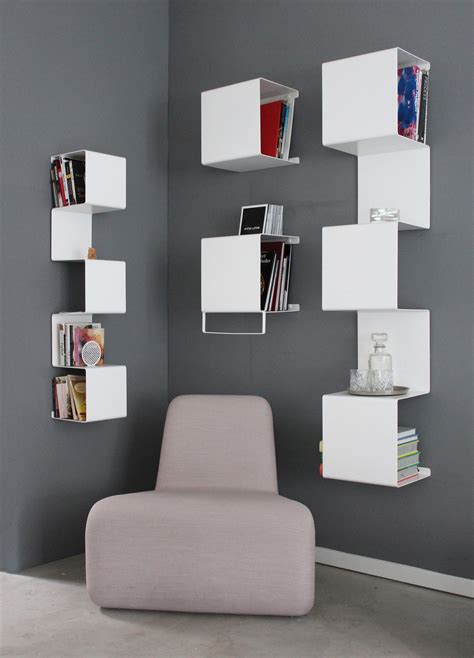 Wall Mounted Powder Coated Aluminium Bookcase Showcase4 By Anne Linde