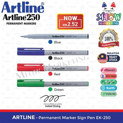 Artline Permanent Marker Pen Sign Pen 250 0 4mm Shopee Malaysia