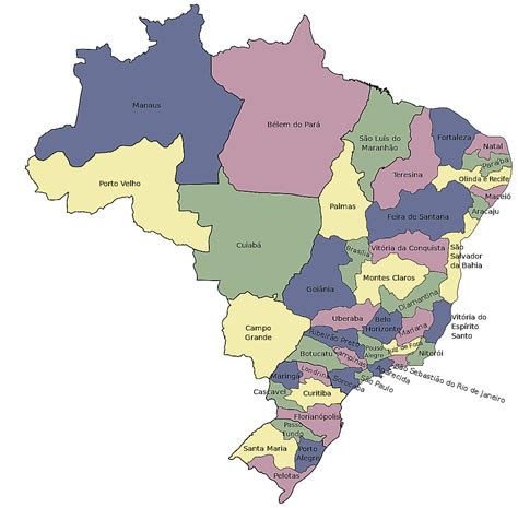 mapa de brasil politico fisico  nombres  provincias