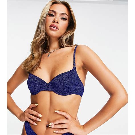 South Beach Top Bikini Con Ferretto Blu Metallico Stileo It