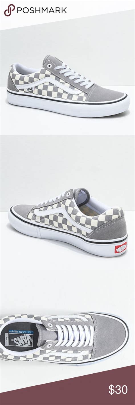 Vans Old Skool Pro Grey Checker And White Skate Vans Old Skool Vans