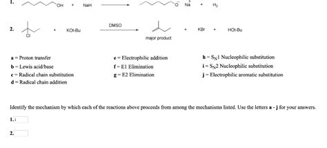 Solved 1 OH NaH DMSO KBr HOt Bu Cl Major Product A Proton Chegg