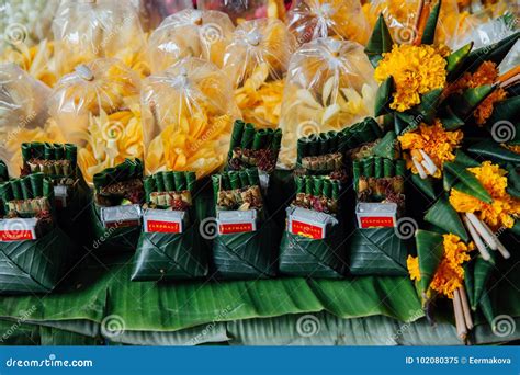 An Offerings Stall At The Warorot Market Chiang Mai Thailand